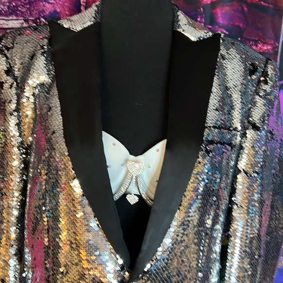 EUC Unisex Silver Sequined Blazer/Coat - Picture 15 of 16